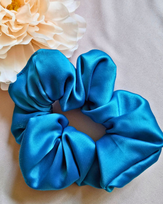 Scrunchie gumka do włosów satynowa morski